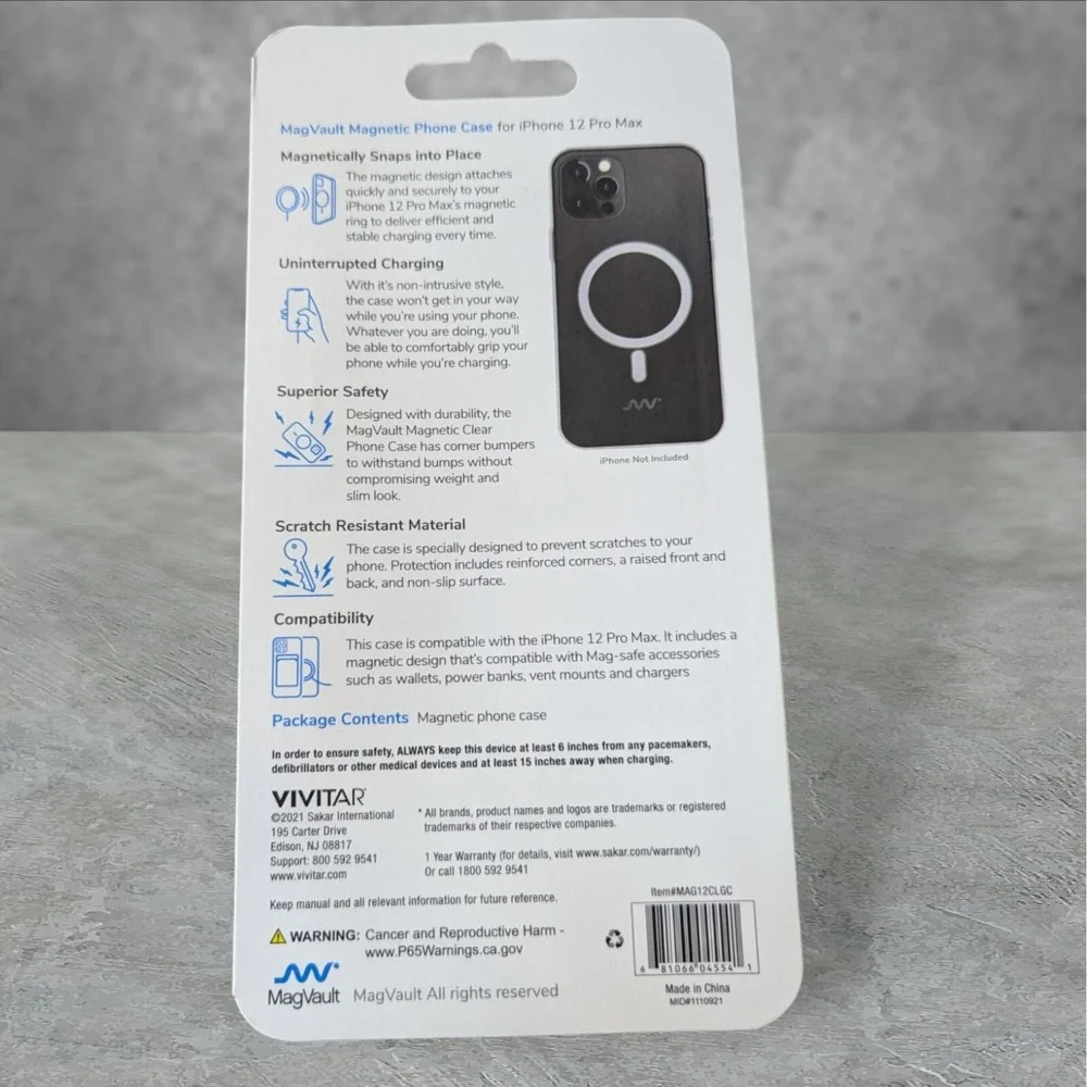 Y5. MagVault Vivitar Withagsafe iPhone 12 Pro Max Case In Clear